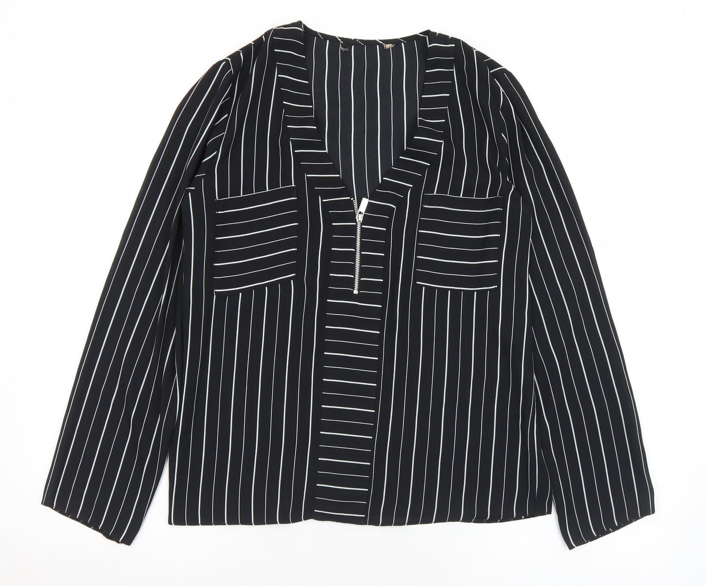 Womens UK Size S Preworn Black Basic Blouse