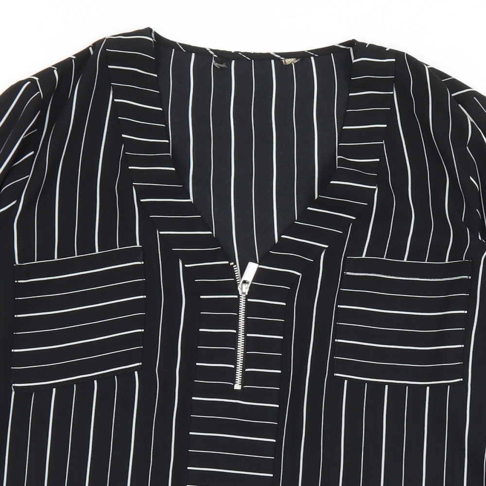 Womens UK Size S Preworn Black Basic Blouse