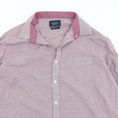 F&F Mens Purple Check Cotton  Button-Up Size 17 Collared Button