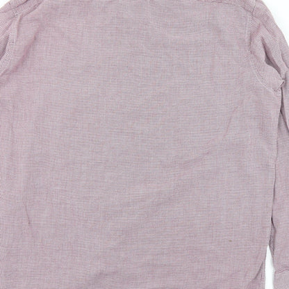 F&F Mens Purple Check Cotton  Button-Up Size 17 Collared Button