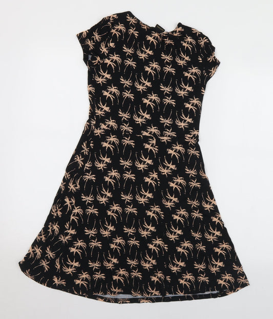 LASCANA Womens Black Geometric Viscose Skater Dress  Size S  V-Neck
