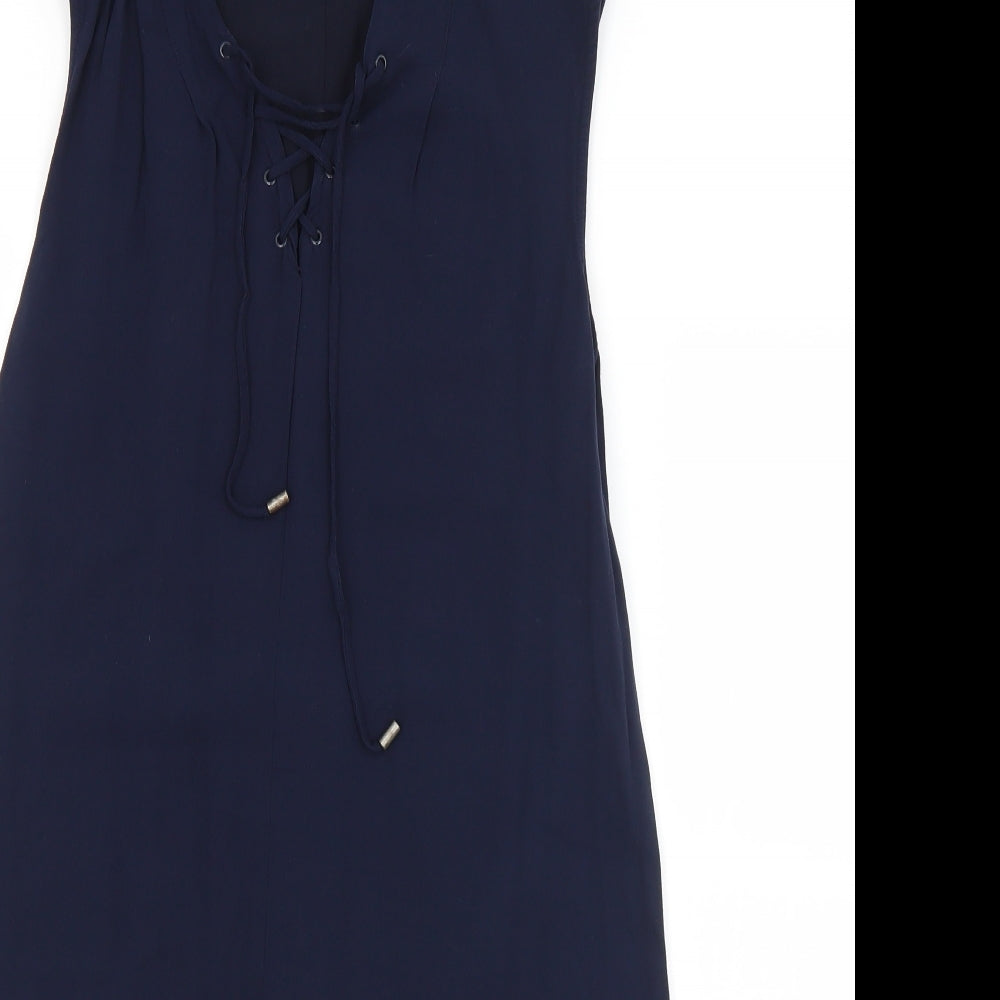 Preworn Womens Blue  Polyester A-Line  Size S  V-Neck  - S/M