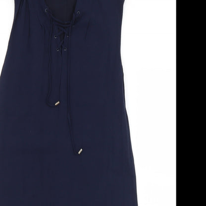 Preworn Womens Blue  Polyester A-Line  Size S  V-Neck  - S/M