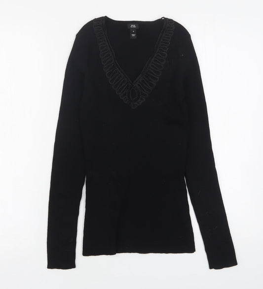 Womens UK Size 8 River Island Black Basic T-Shirt