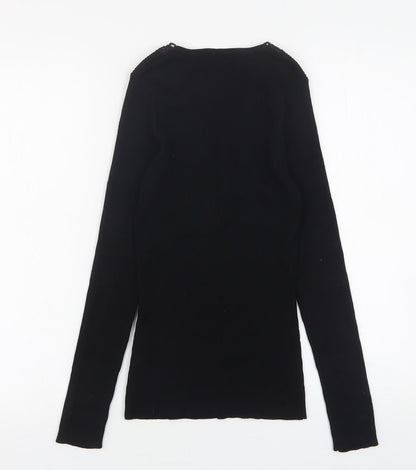 Womens UK Size 8 River Island Black Basic T-Shirt