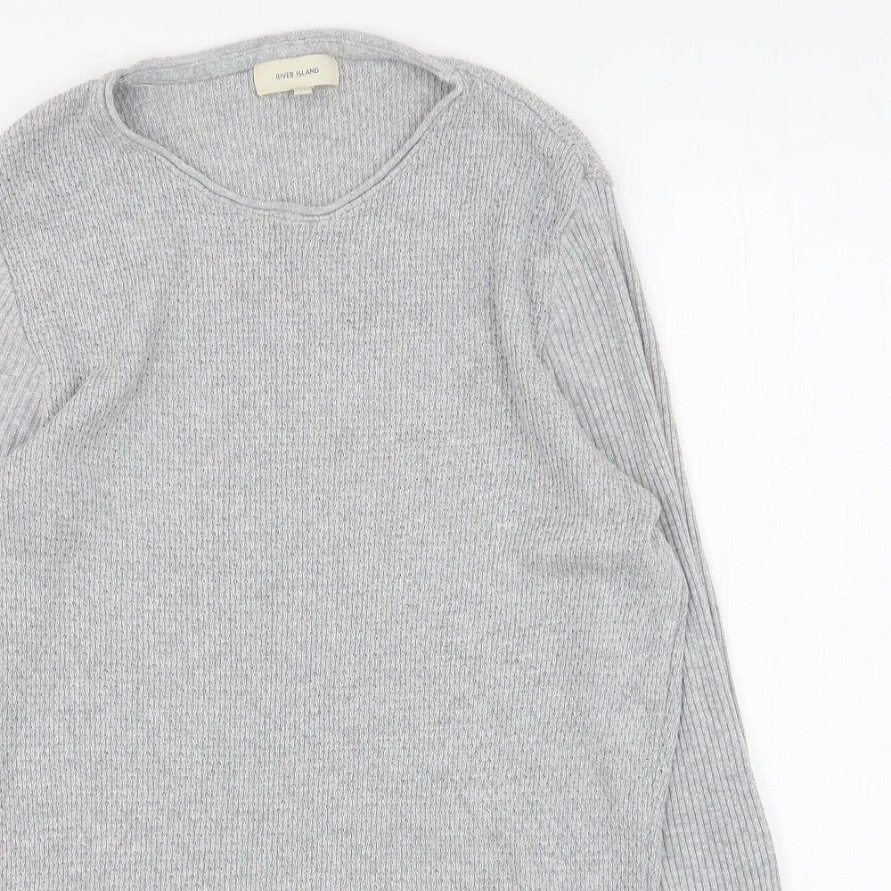 River Island  Womens Grey Round Neck  Acrylic Pullover Jumper Size M