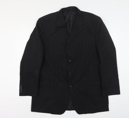 Armando Mens Black Striped Polyester Jacket Suit Jacket Size 46