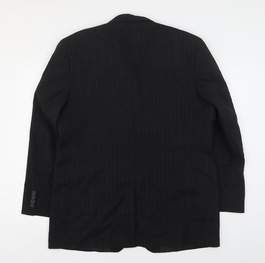 Armando Mens Black Striped Polyester Jacket Suit Jacket Size 46
