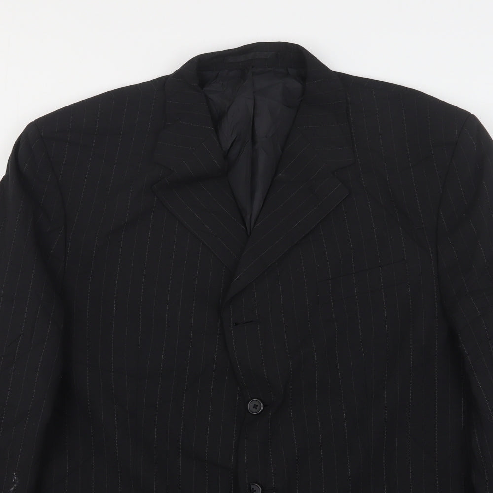 Armando Mens Black Striped Polyester Jacket Suit Jacket Size 46