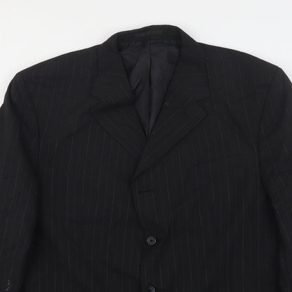Armando Mens Black Striped Polyester Jacket Suit Jacket Size 46