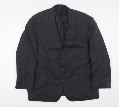 The Level Mens Grey Striped Wool Jacket Suit Jacket Size 46