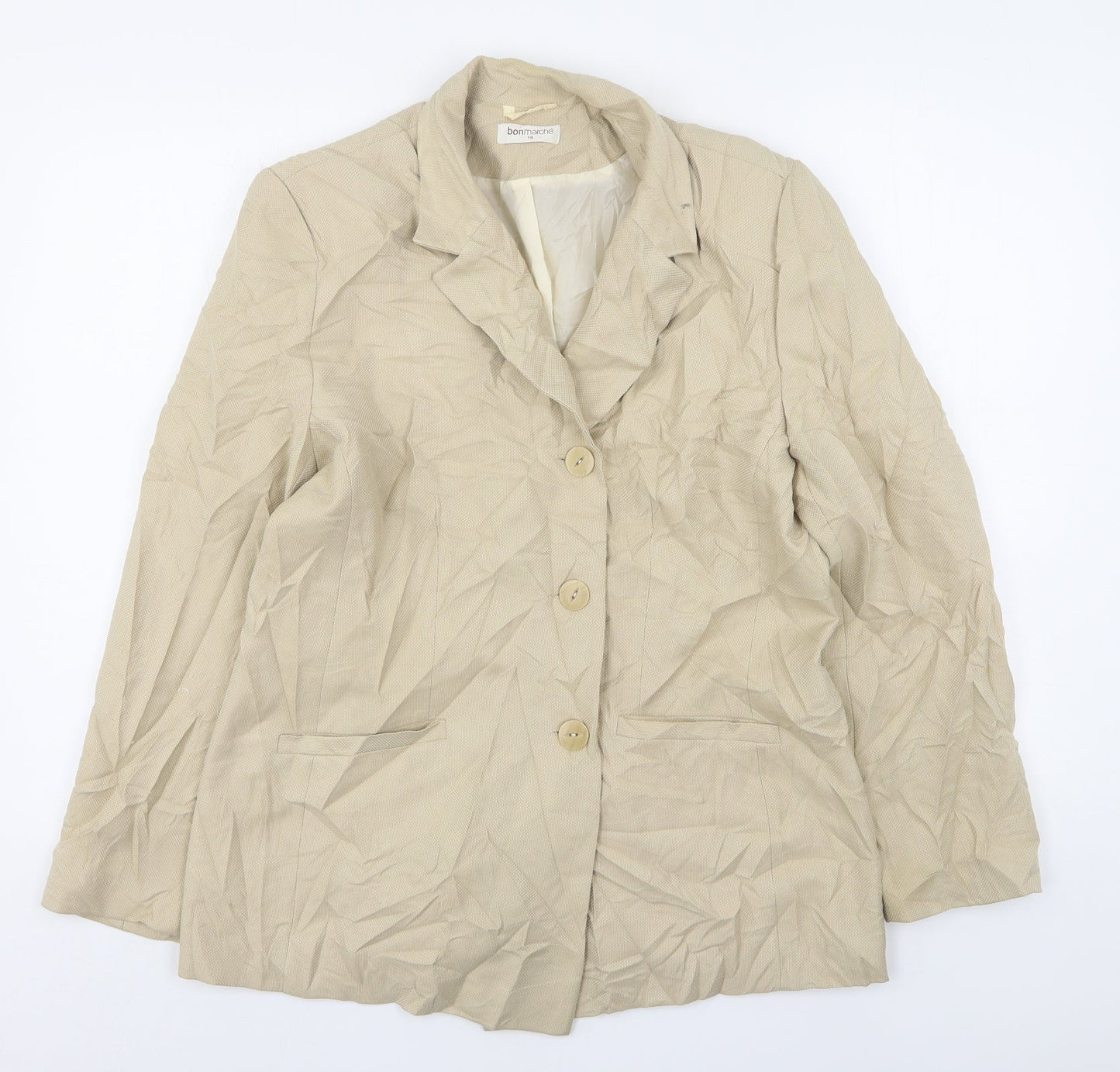 Bonmarché Womens Beige  Polyester Jacket Suit Jacket Size 18