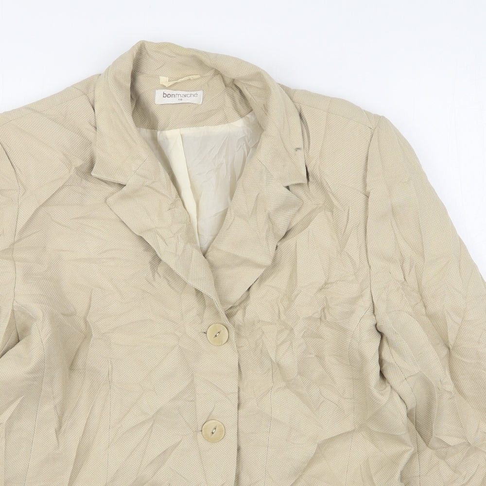 Bonmarché Womens Beige  Polyester Jacket Suit Jacket Size 18