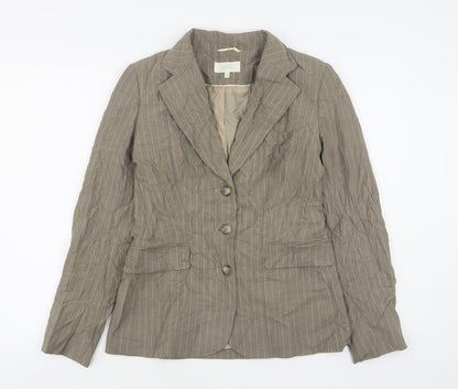 Marks and Spencer Womens Beige Striped Polyester Jacket Suit Jacket Size 8