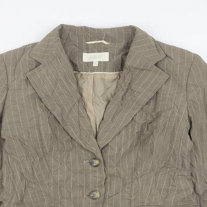 Marks and Spencer Womens Beige Striped Polyester Jacket Suit Jacket Size 8