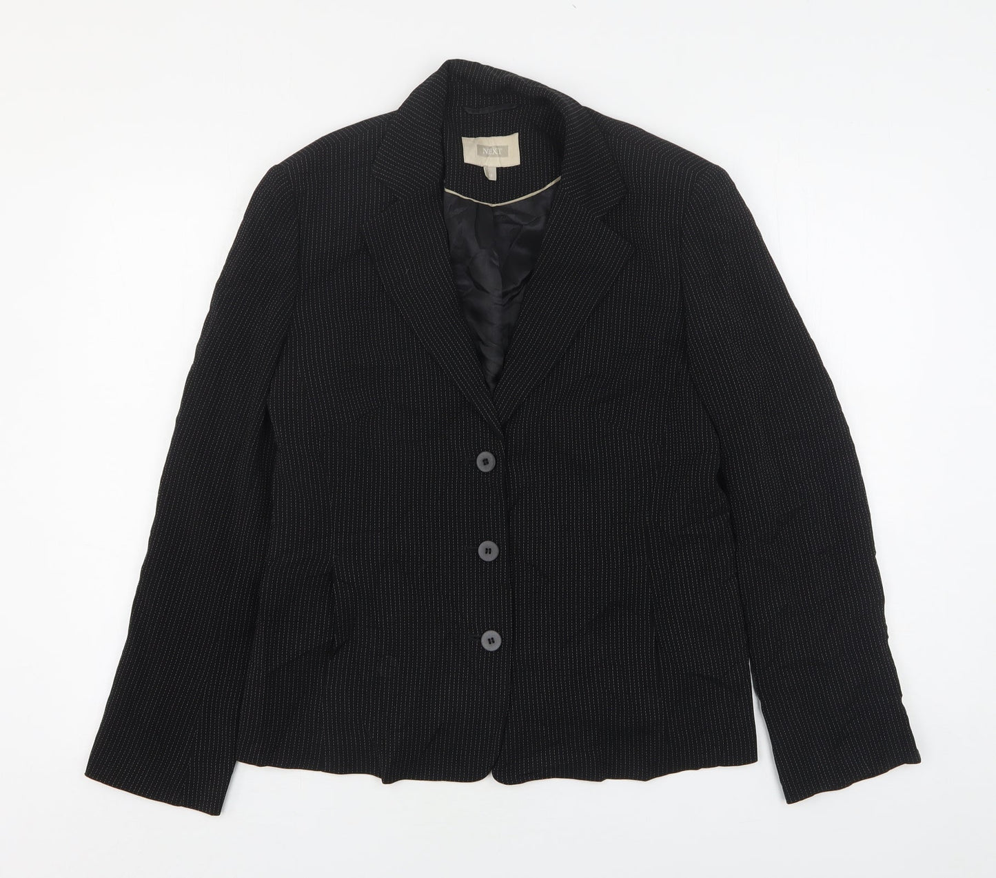 NEXT Womens Black Striped Polyester Jacket Blazer Size 14