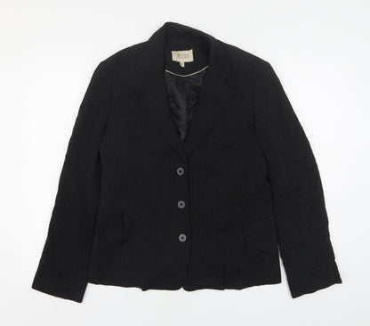 NEXT Womens Black Striped Polyester Jacket Blazer Size 14