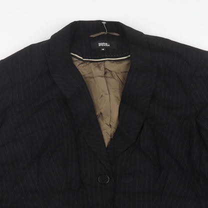 Dorothy Perkins Womens Black Striped Polyester Jacket Suit Jacket Size 16