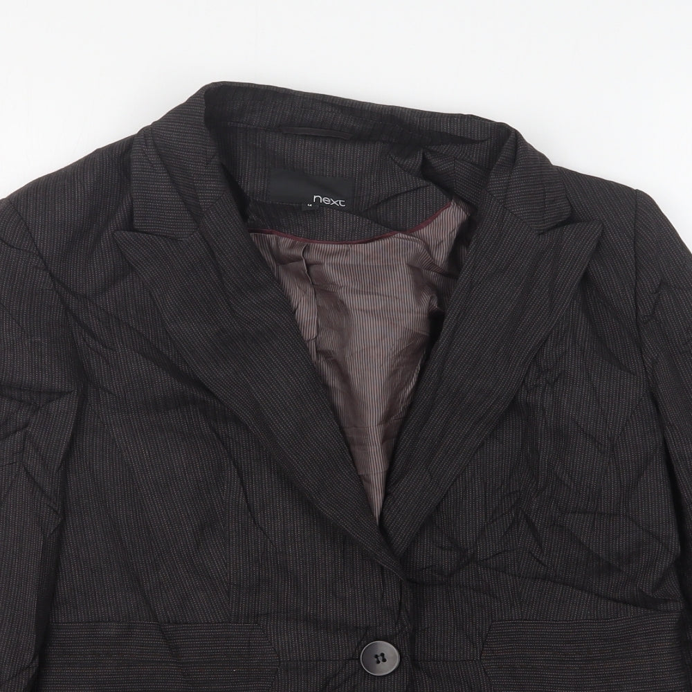 NEXT Womens Blue Striped Polyester Jacket Suit Jacket Size 12