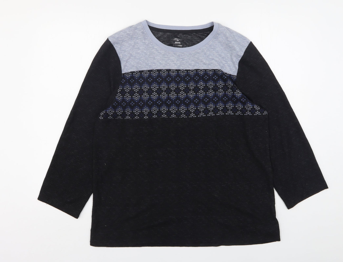 Jockey Mens Blue Round Neck Fair Isle Polyester Pullover Jumper Size M