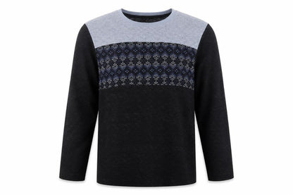 Jockey Mens Blue Round Neck Fair Isle Polyester Pullover Jumper Size M