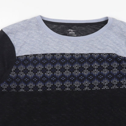 Jockey Mens Blue Round Neck Fair Isle Polyester Pullover Jumper Size M