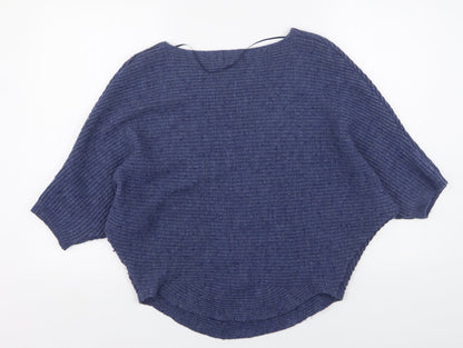LEONARDO Womens Blue Round Neck  Acrylic Pullover Jumper Size M