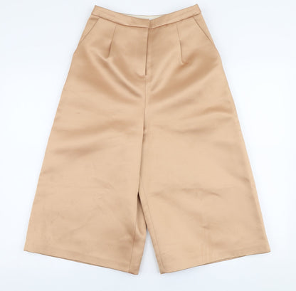 Topshop Womens Gold  Polyester Capri Trousers Size 6  Regular Zip
