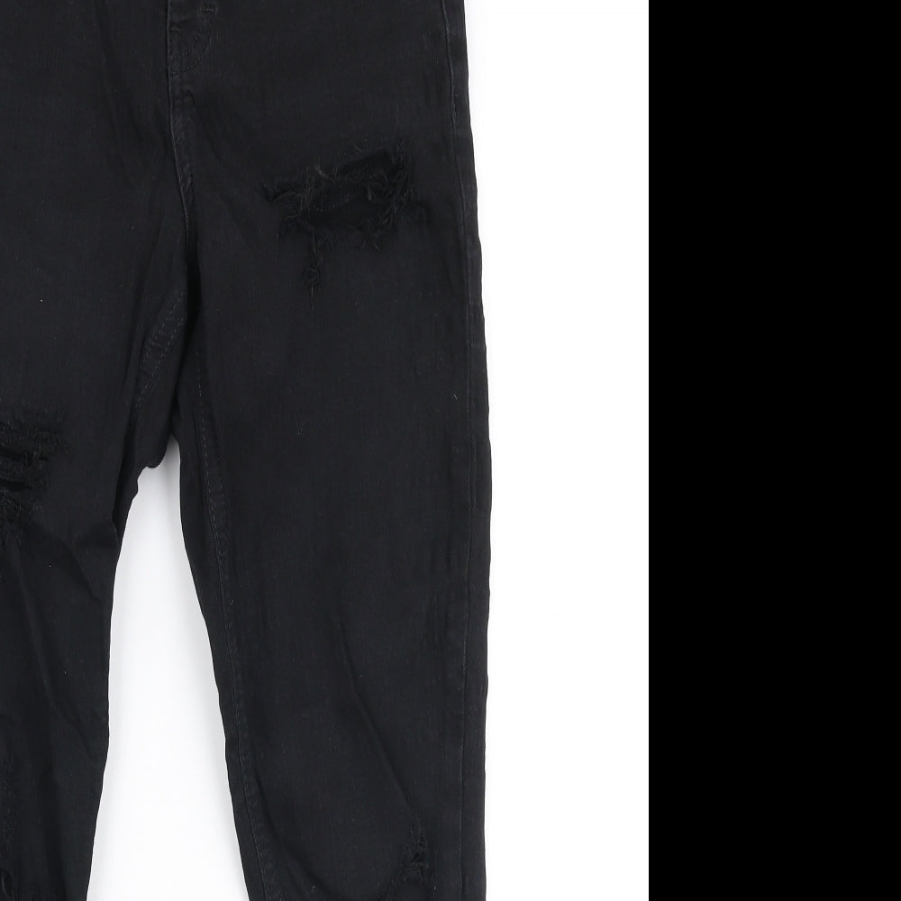 Topshop Womens Black  Cotton Skinny Jeans Size 28 in L30 in Slim Zip