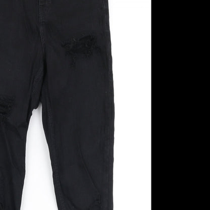 Topshop Womens Black  Cotton Skinny Jeans Size 28 in L30 in Slim Zip