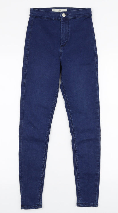 Topshop Womens Blue  Cotton Skinny Jeans Size 26 in L30 in Slim Zip