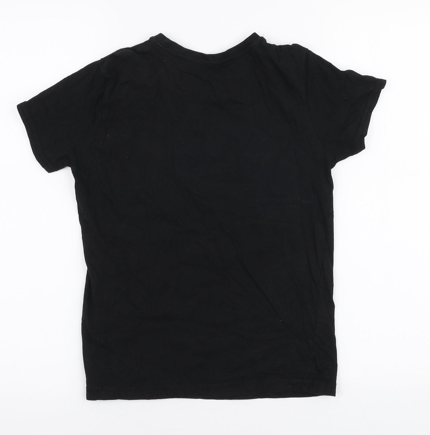 Primark Boys Black  100% Cotton Jersey T-Shirt Size 9-10 Years Round Neck Pullover - Palm springs