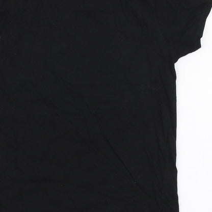 Primark Boys Black  100% Cotton Jersey T-Shirt Size 9-10 Years Round Neck Pullover - Palm springs