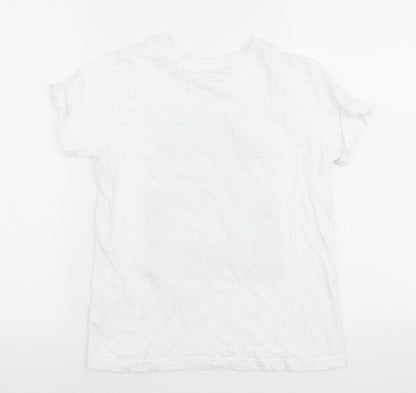 Primark Boys White  100% Cotton Jersey T-Shirt Size 9-10 Years Round Neck Pullover - California