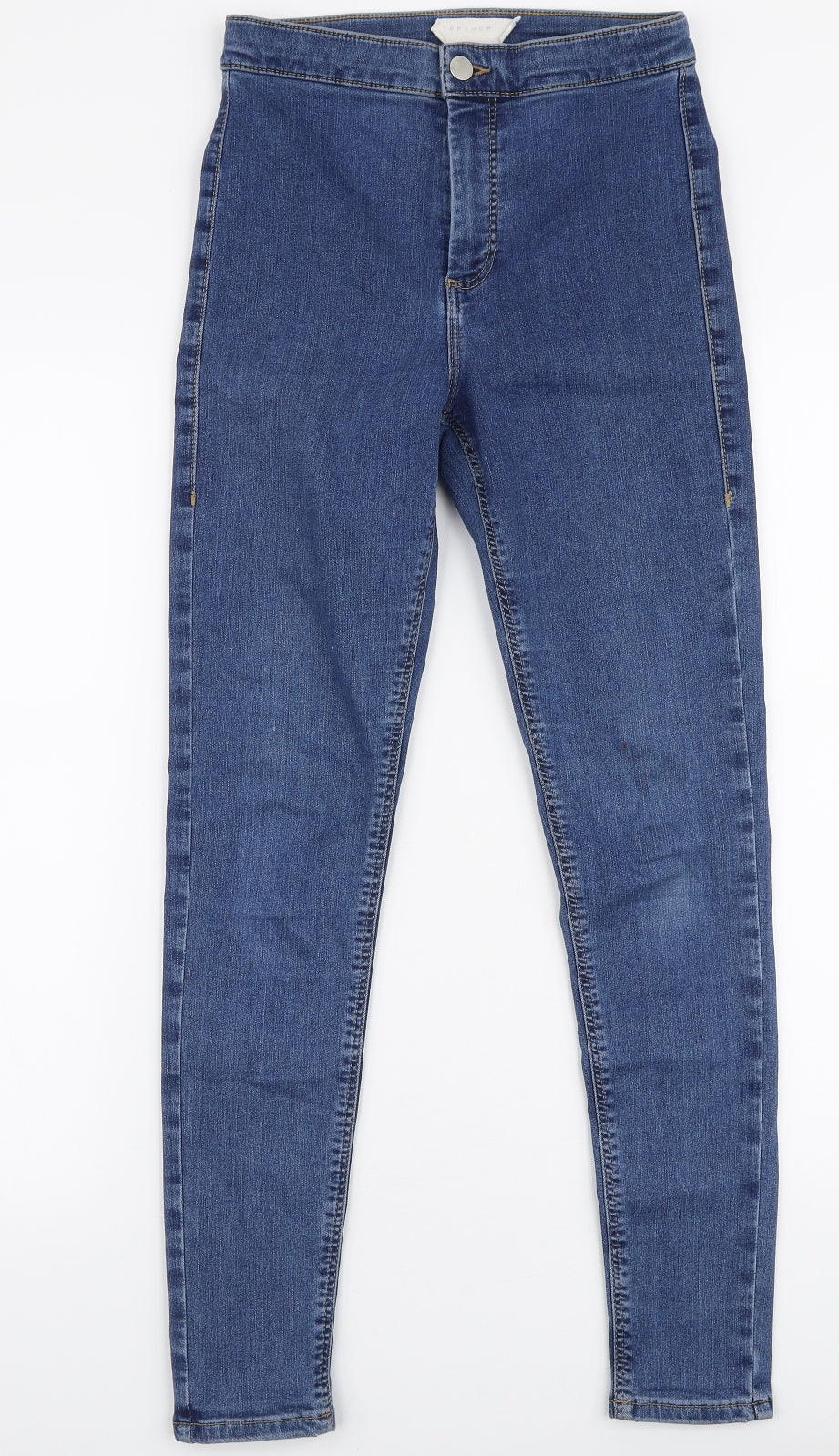 Topshop Womens Blue  Cotton Skinny Jeans Size 28 L32 in Slim Zip