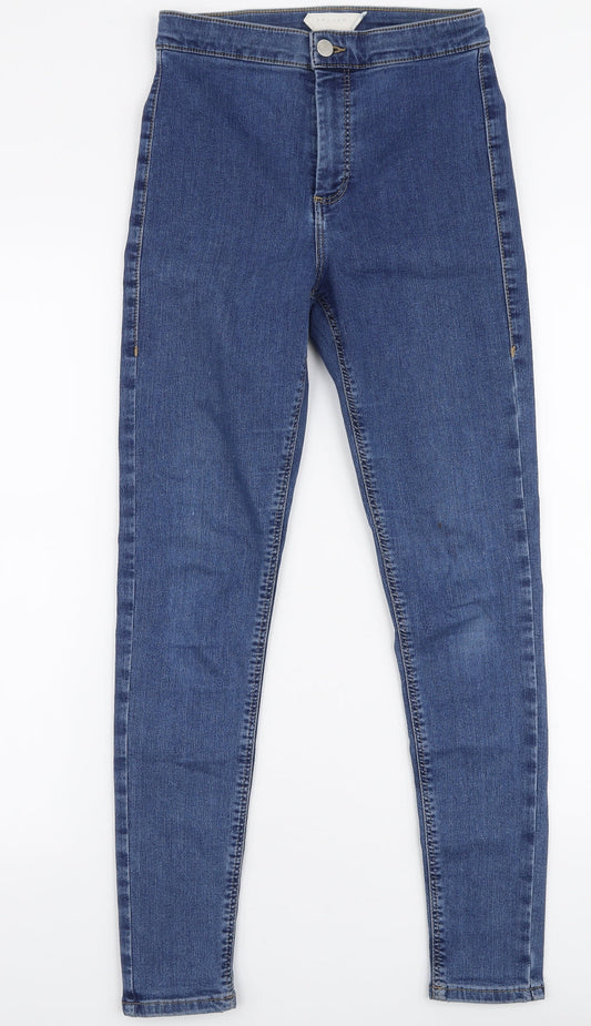 Topshop Womens Blue  Cotton Skinny Jeans Size 28 L32 in Slim Zip