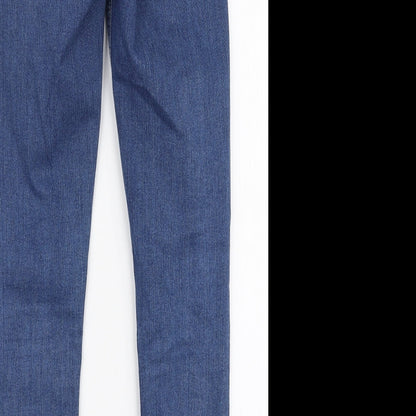 Topshop Womens Blue  Cotton Skinny Jeans Size 28 L32 in Slim Zip