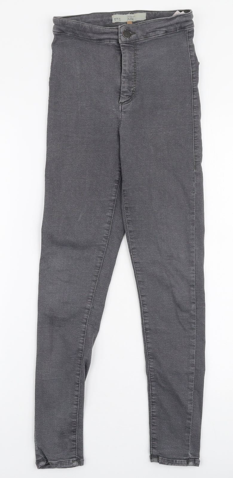 Topshop Womens Grey  Cotton Skinny Jeans Size 26 in L30 in Slim Zip