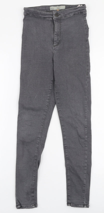 Topshop Womens Grey  Cotton Skinny Jeans Size 26 in L30 in Slim Zip