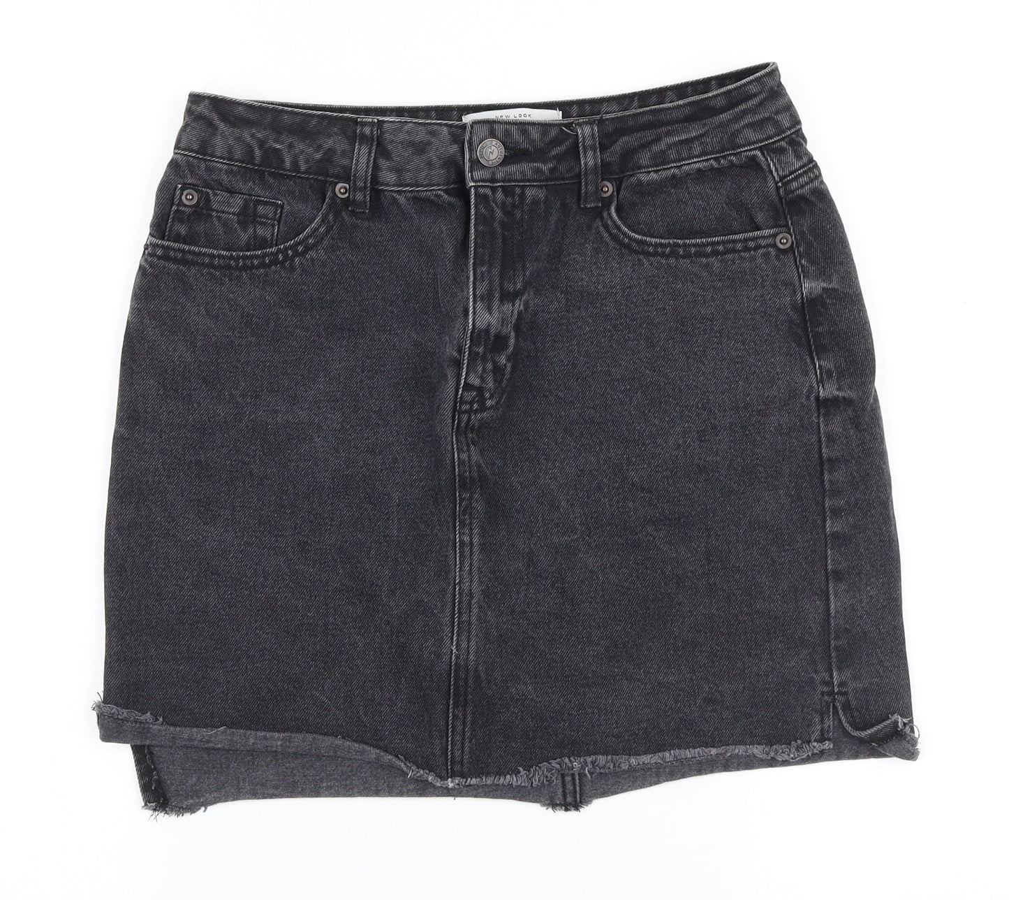 New Look Womens Grey  Polyester A-Line Skirt Size 10   Zip