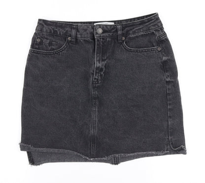 New Look Womens Grey  Polyester A-Line Skirt Size 10   Zip