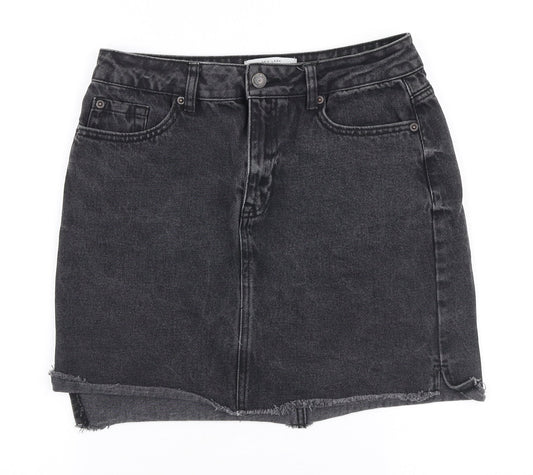 New Look Womens Grey  Polyester A-Line Skirt Size 10   Zip