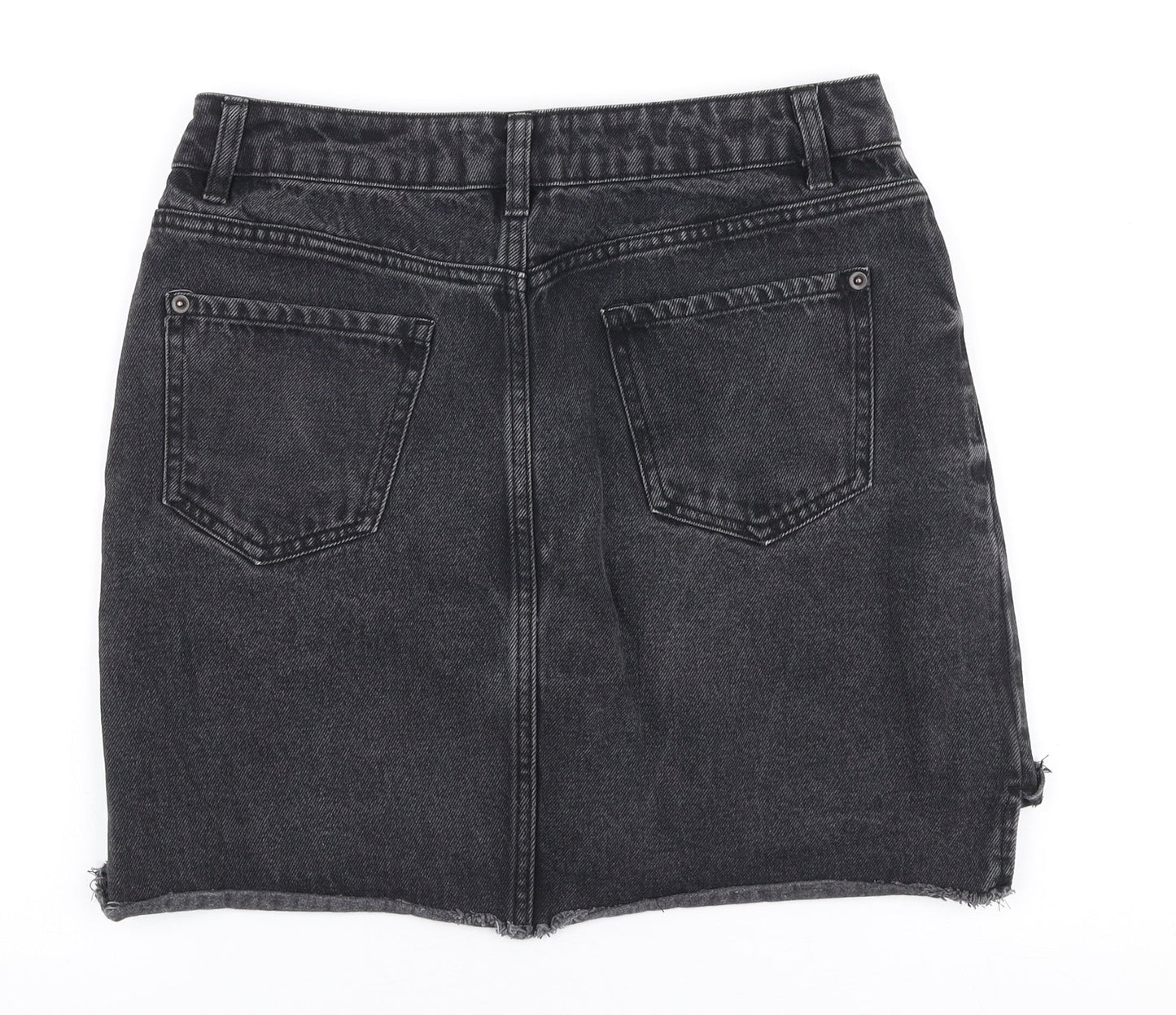 New Look Womens Grey  Polyester A-Line Skirt Size 10   Zip