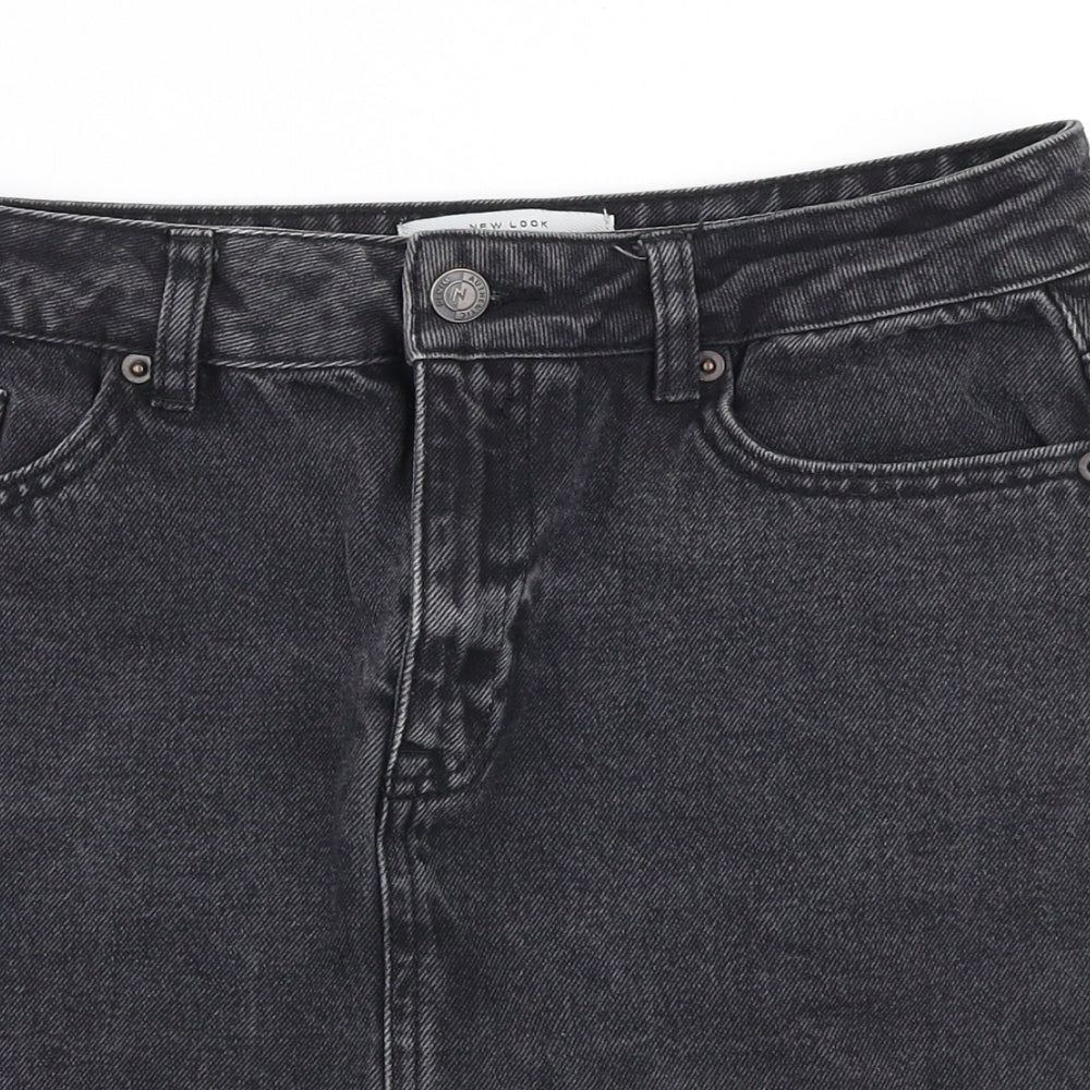 New Look Womens Grey  Polyester A-Line Skirt Size 10   Zip