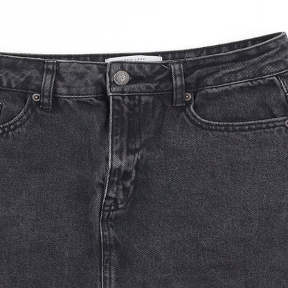 New Look Womens Grey  Polyester A-Line Skirt Size 10   Zip