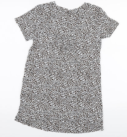 Cuddlduds Womens Multicoloured Animal Print Modal Jersey T-Shirt Size S Round Neck