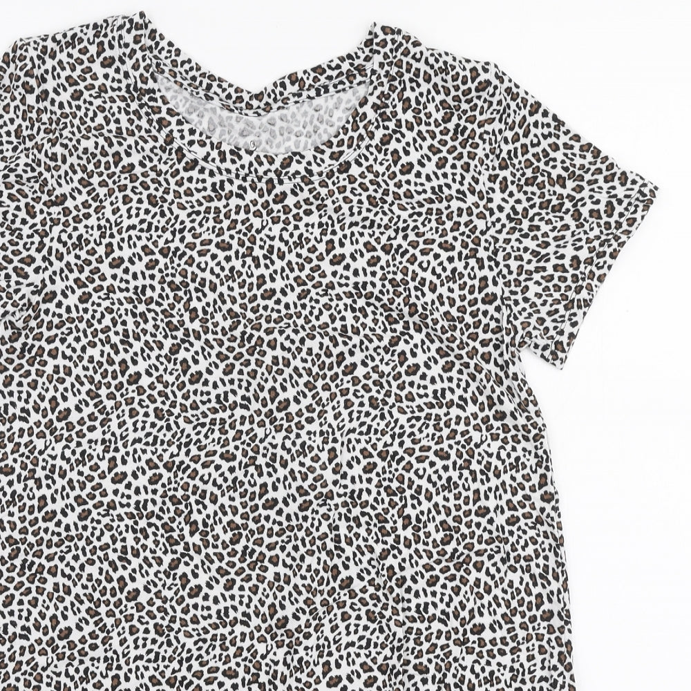 Cuddlduds Womens Multicoloured Animal Print Modal Jersey T-Shirt Size S Round Neck