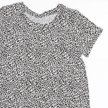Cuddlduds Womens Multicoloured Animal Print Modal Jersey T-Shirt Size S Round Neck