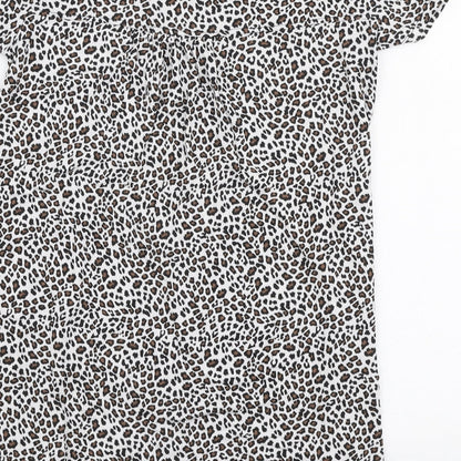 Cuddlduds Womens Multicoloured Animal Print Modal Jersey T-Shirt Size S Round Neck