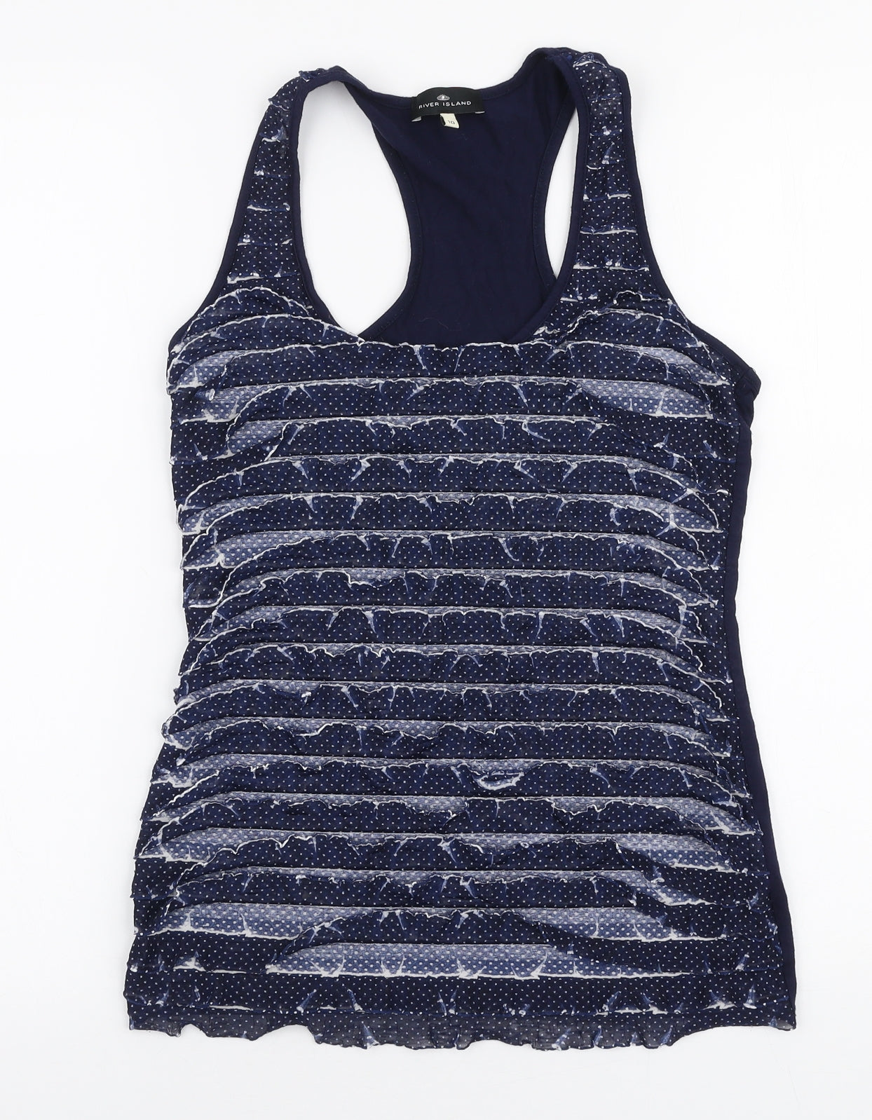 Womens UK Size 10 River Island Blue Jersey Tank
